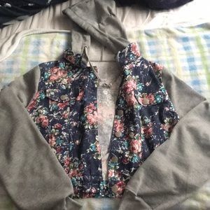 Cropped Floral jean jacket